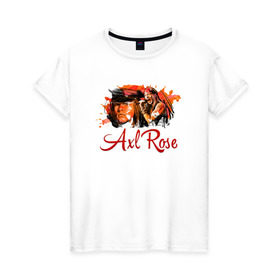 Женская футболка хлопок с принтом Axl Rose в Белгороде, 100% хлопок | прямой крой, круглый вырез горловины, длина до линии бедер, слегка спущенное плечо | axl | guns | music | rock | rose | roses | аксель | арт | музыка | рок | роуз