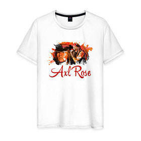 Мужская футболка хлопок с принтом Axl Rose в Белгороде, 100% хлопок | прямой крой, круглый вырез горловины, длина до линии бедер, слегка спущенное плечо. | axl | guns | music | rock | rose | roses | аксель | арт | музыка | рок | роуз