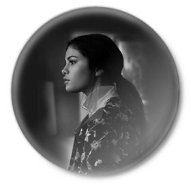 Значок с принтом Selena Gomez в Белгороде,  металл | круглая форма, металлическая застежка в виде булавки | selena gomez