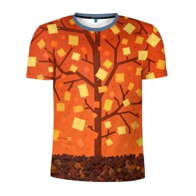 Мужская футболка 3D спортивная с принтом Золотая осень в Белгороде, 100% полиэстер с улучшенными характеристиками | приталенный силуэт, круглая горловина, широкие плечи, сужается к линии бедра | ветви | ветка | дерево | древо | лес | листва | листья | осень | природа