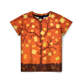 Детская футболка 3D с принтом Золотая осень в Белгороде, 100% гипоаллергенный полиэфир | прямой крой, круглый вырез горловины, длина до линии бедер, чуть спущенное плечо, ткань немного тянется | ветви | ветка | дерево | древо | лес | листва | листья | осень | природа