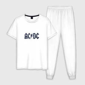 Мужская пижама хлопок с принтом AC/DC в Белгороде, 100% хлопок | брюки и футболка прямого кроя, без карманов, на брюках мягкая резинка на поясе и по низу штанин
 | ас | группа | дс | логотип | музыка | печни | рок