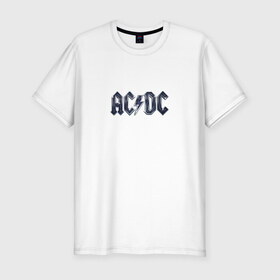 Мужская футболка премиум с принтом AC/DC в Белгороде, 92% хлопок, 8% лайкра | приталенный силуэт, круглый вырез ворота, длина до линии бедра, короткий рукав | ас | группа | дс | логотип | музыка | печни | рок
