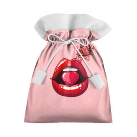 Подарочный 3D мешок с принтом Lips в Белгороде, 100% полиэстер | Размер: 29*39 см | 3d | love | pop art | арт | губы | девушкам | любовь | поп арт | поцелуй | розовый | сердечки