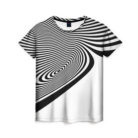 Женская футболка 3D с принтом Black&White illusion в Белгороде, 100% полиэфир ( синтетическое хлопкоподобное полотно) | прямой крой, круглый вырез горловины, длина до линии бедер | 3d | абстракции | иллюзия | линии | полосы | черно белые