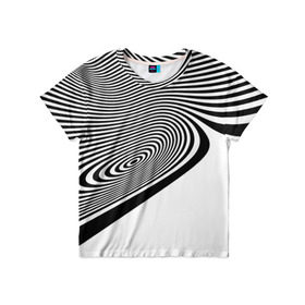 Детская футболка 3D с принтом Black&White illusion в Белгороде, 100% гипоаллергенный полиэфир | прямой крой, круглый вырез горловины, длина до линии бедер, чуть спущенное плечо, ткань немного тянется | 3d | абстракции | иллюзия | линии | полосы | черно белые