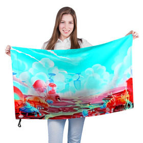 Флаг 3D с принтом Сказочная страна в Белгороде, 100% полиэстер | плотность ткани — 95 г/м2, размер — 67 х 109 см. Принт наносится с одной стороны | рисунок | сказка | фентези | яркий