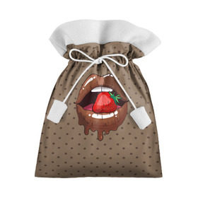 Подарочный 3D мешок с принтом Шоколадные губки в Белгороде, 100% полиэстер | Размер: 29*39 см | 3d | pop art | арт | горошек | губы | девушкам | еда | клубника | кружочек | поп арт | текстура | шоколад | ягоды