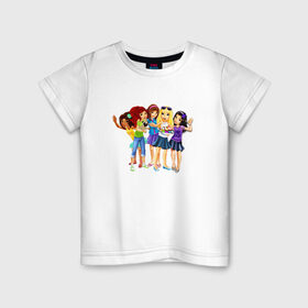 Детская футболка хлопок с принтом ЛЕГО Френдс в Белгороде, 100% хлопок | круглый вырез горловины, полуприлегающий силуэт, длина до линии бедер | lego friends | андреа | лучшие подружки | миа | оливия | стефани | эмма