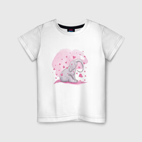 Детская футболка хлопок с принтом Слоник в Белгороде, 100% хлопок | круглый вырез горловины, полуприлегающий силуэт, длина до линии бедер | акварель | любовь | рисунок | розовый