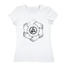 Женская футболка хлопок с принтом Linkin Park в Белгороде, 100% хлопок | прямой крой, круглый вырез горловины, длина до линии бедер, слегка спущенное плечо | 0x000000123 | chester | linkin park | линкин парк
