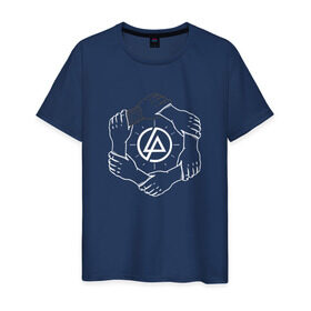 Мужская футболка хлопок с принтом Linkin Park в Белгороде, 100% хлопок | прямой крой, круглый вырез горловины, длина до линии бедер, слегка спущенное плечо. | 0x000000123 | chester | linkin park | линкин парк