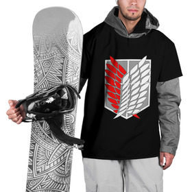 Накидка на куртку 3D с принтом Атака Титанов (эмблема) #9 в Белгороде, 100% полиэстер |  | attack on titan | shingeki no kyojin | белый | красный | чёрный | эмблема разведчиков