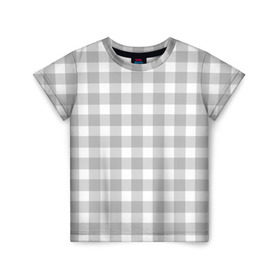 Детская футболка 3D с принтом Grey squares в Белгороде, 100% гипоаллергенный полиэфир | прямой крой, круглый вырез горловины, длина до линии бедер, чуть спущенное плечо, ткань немного тянется | белый | клеточка | серый | текстура