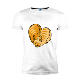 Мужская футболка премиум с принтом Love cats в Белгороде, 92% хлопок, 8% лайкра | приталенный силуэт, круглый вырез ворота, длина до линии бедра, короткий рукав | 
