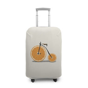 Чехол для чемодана 3D с принтом Велосипед апельсин в Белгороде, 86% полиэфир, 14% спандекс | двустороннее нанесение принта, прорези для ручек и колес | апельсин | велосипед
