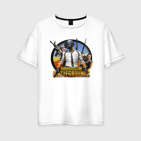 Женская футболка хлопок Oversize с принтом Playerunknowns Battlegrounds в Белгороде, 100% хлопок | свободный крой, круглый ворот, спущенный рукав, длина до линии бедер
 | battle | battlegrounds | playerunknown | royale