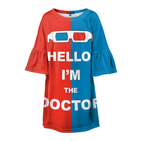 Детское платье 3D с принтом I`m the Doctor в Белгороде, 100% полиэстер | прямой силуэт, чуть расширенный к низу. Круглая горловина, на рукавах — воланы | арт | доктор кто | надпись | сериал | тардис | фильмы | я доктор