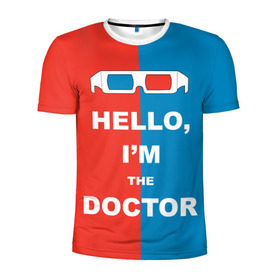 Мужская футболка 3D спортивная с принтом I`m the Doctor в Белгороде, 100% полиэстер с улучшенными характеристиками | приталенный силуэт, круглая горловина, широкие плечи, сужается к линии бедра | арт | доктор кто | надпись | сериал | тардис | фильмы | я доктор