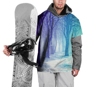 Накидка на куртку 3D с принтом Мрачный лес в Белгороде, 100% полиэстер |  | вечер | деревья | загадочный | зеленый | земля | зима | лес | необычный | природа | свет | свечение | сибирь | снег | тайга | фиолетовый | яркий