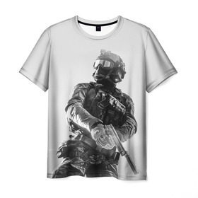 Мужская футболка 3D с принтом Battlefield 4 в Белгороде, 100% полиэфир | прямой крой, круглый вырез горловины, длина до линии бедер | Тематика изображения на принте: battlefield | game | soldiers | weapons | воин | игра | игрок | оружие | солдат