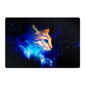 Магнитный плакат 3Х2 с принтом Звездный кот в Белгороде, Полимерный материал с магнитным слоем | 6 деталей размером 9*9 см | звезды | кот | мордочка | темный