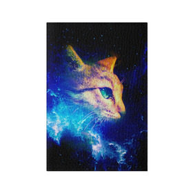 Обложка для паспорта матовая кожа с принтом Звездный кот в Белгороде, натуральная матовая кожа | размер 19,3 х 13,7 см; прозрачные пластиковые крепления | Тематика изображения на принте: звезды | кот | мордочка | темный