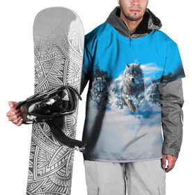 Накидка на куртку 3D с принтом Волчья охота в Белгороде, 100% полиэстер |  | бирюк | волк | волчара | волчица | волчок | глаза | животное | животные | зверь | зима | злость | картина | койот | рисунок | санитар леса | серый | снег | стая | три | хищник | цветной | шакал