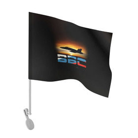 Флаг для автомобиля с принтом Истребитель ВВС на закате в Белгороде, 100% полиэстер | Размер: 30*21 см | самолет