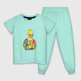 Детская пижама хлопок с принтом Homer в Белгороде, 100% хлопок |  брюки и футболка прямого кроя, без карманов, на брюках мягкая резинка на поясе и по низу штанин
 | bart | homer | simpsons | барт | гомер | еда | мультфильм | отец | папа | пончик | радуга | симпсоны | спрингфилд | хиппи | цвет