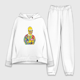 Женский костюм хлопок Oversize с принтом Homer в Белгороде,  |  | bart | homer | simpsons | барт | гомер | еда | мультфильм | отец | папа | пончик | радуга | симпсоны | спрингфилд | хиппи | цвет