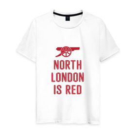 Мужская футболка хлопок с принтом North London is Red в Белгороде, 100% хлопок | прямой крой, круглый вырез горловины, длина до линии бедер, слегка спущенное плечо. | arsenal | football | арсенал | лондон | спорт | футбол