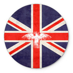 Коврик круглый с принтом Флаг Англии с белым орлом в Белгороде, резина и полиэстер | круглая форма, изображение наносится на всю лицевую часть | london | англия | белый | брызги | великобритания | империя | клякса | крылья | лондон | необычный | объеденное королевство | орел | птица | символ | сокол | туманный альбион | флаг