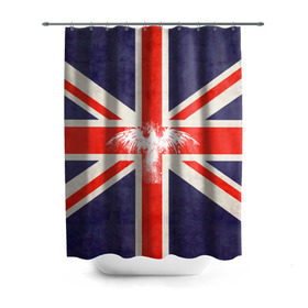 Штора 3D для ванной с принтом Флаг Англии с белым орлом в Белгороде, 100% полиэстер | плотность материала — 100 г/м2. Стандартный размер — 146 см х 180 см. По верхнему краю — пластиковые люверсы для креплений. В комплекте 10 пластиковых колец | london | англия | белый | брызги | великобритания | империя | клякса | крылья | лондон | необычный | объеденное королевство | орел | птица | символ | сокол | туманный альбион | флаг