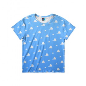 Детская футболка 3D с принтом Облака в Белгороде, 100% гипоаллергенный полиэфир | прямой крой, круглый вырез горловины, длина до линии бедер, чуть спущенное плечо, ткань немного тянется | облака | паттерн | синий