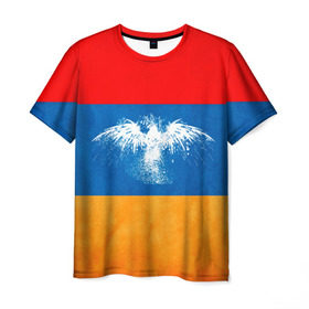 Мужская футболка 3D с принтом Флаг Армении с белым орлом в Белгороде, 100% полиэфир | прямой крой, круглый вырез горловины, длина до линии бедер | айастан | армения | белый | босеан | брызги | ереван | знамя | империя | клякса | крылья | кумач | необычный | орел | пойс | птица | символ | сокол | стяг | флаг | хайастан | штандарт