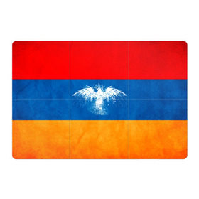 Магнитный плакат 3Х2 с принтом Флаг Армении с белым орлом в Белгороде, Полимерный материал с магнитным слоем | 6 деталей размером 9*9 см | айастан | армения | белый | босеан | брызги | ереван | знамя | империя | клякса | крылья | кумач | необычный | орел | пойс | птица | символ | сокол | стяг | флаг | хайастан | штандарт