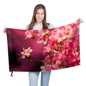 Флаг 3D с принтом Сакура в Белгороде, 100% полиэстер | плотность ткани — 95 г/м2, размер — 67 х 109 см. Принт наносится с одной стороны | 3d | flower | nature | pink | sakura | весна | деревья | природа | розовый | сакура | цветы | япония