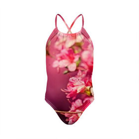 Детский купальник 3D с принтом Сакура в Белгороде, Полиэстер 85%, Спандекс 15% | Слитный крой, подклад по переду изделия, узкие бретели | 3d | flower | nature | pink | sakura | весна | деревья | природа | розовый | сакура | цветы | япония