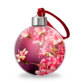 Ёлочный шар с принтом Сакура в Белгороде, Пластик | Диаметр: 77 мм | 3d | flower | nature | pink | sakura | весна | деревья | природа | розовый | сакура | цветы | япония