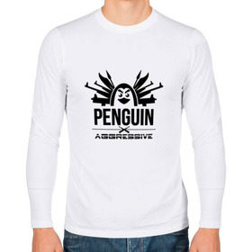 Мужской лонгслив хлопок с принтом Агрессивный пингвин в Белгороде, 100% хлопок |  | aggressive penguin | оружие | птица
