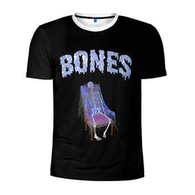 Мужская футболка 3D спортивная с принтом Bones в Белгороде, 100% полиэстер с улучшенными характеристиками | приталенный силуэт, круглая горловина, широкие плечи, сужается к линии бедра | bones