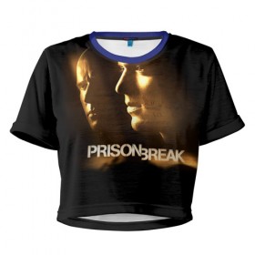 Женская футболка 3D укороченная с принтом Prison break 3 в Белгороде, 100% полиэстер | круглая горловина, длина футболки до линии талии, рукава с отворотами | 