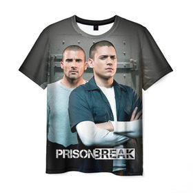 Мужская футболка 3D с принтом Prison break 4 в Белгороде, 100% полиэфир | прямой крой, круглый вырез горловины, длина до линии бедер | prison break | побег | сериал