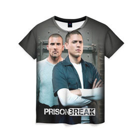 Женская футболка 3D с принтом Prison break 4 в Белгороде, 100% полиэфир ( синтетическое хлопкоподобное полотно) | прямой крой, круглый вырез горловины, длина до линии бедер | prison break | побег | сериал