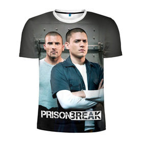 Мужская футболка 3D спортивная с принтом Prison break 4 в Белгороде, 100% полиэстер с улучшенными характеристиками | приталенный силуэт, круглая горловина, широкие плечи, сужается к линии бедра | Тематика изображения на принте: prison break | побег | сериал