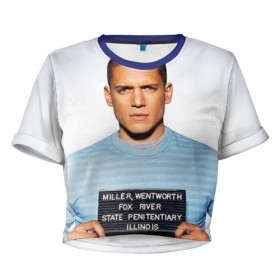 Женская футболка 3D укороченная с принтом Prison break 5 в Белгороде, 100% полиэстер | круглая горловина, длина футболки до линии талии, рукава с отворотами | prison break | побег | сериал