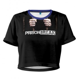 Женская футболка 3D укороченная с принтом Prison break 9 в Белгороде, 100% полиэстер | круглая горловина, длина футболки до линии талии, рукава с отворотами | 
