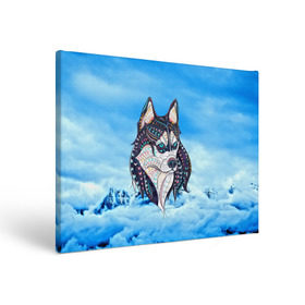 Холст прямоугольный с принтом Siberian Husky в Белгороде, 100% ПВХ |  | at | bowwow | dog | hound | pooch | арт | гончая | гончая собака | горы | деревья | лес | снег | собака | хаски | холод