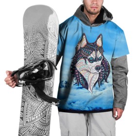 Накидка на куртку 3D с принтом Siberian Husky в Белгороде, 100% полиэстер |  | at | bowwow | dog | hound | pooch | арт | гончая | гончая собака | горы | деревья | лес | снег | собака | хаски | холод